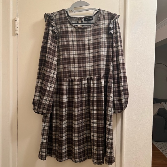 PLAID RUFFLE MINI DRESS - Picture 2 of 3